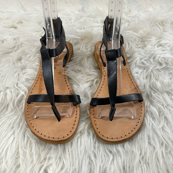 COCOBELLE Strappy Black Leather Slide Sandals Size 6/36 Made In Italy NEW - Picture 1 of 7